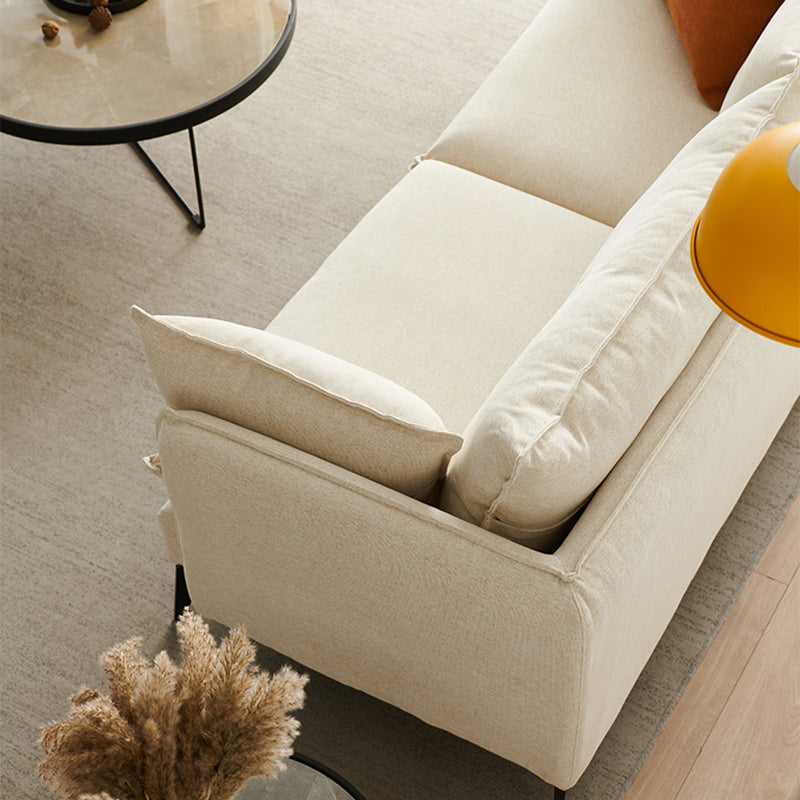 Modern Linen Tuxedo Arm Sofa with Bolster Pillows for Living Room, Apartment