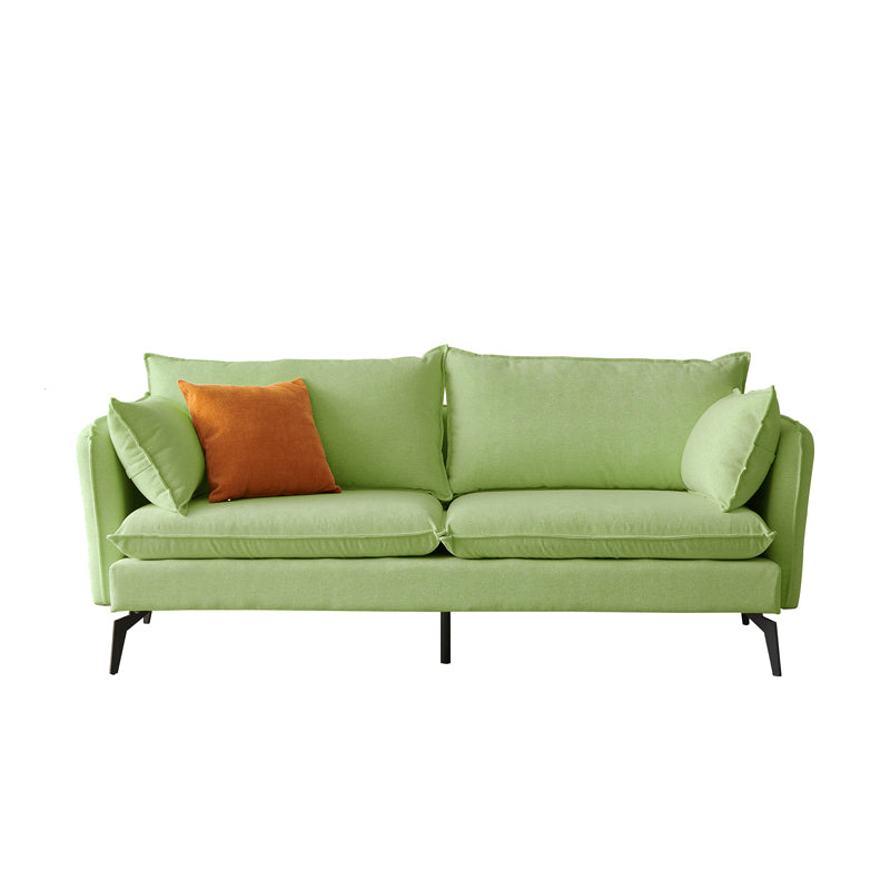Modern Linen Tuxedo Arm Sofa with Bolster Pillows for Living Room, Apartment
