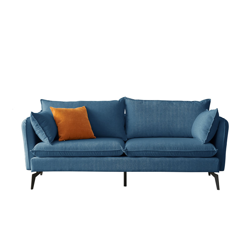 Modern Linen Tuxedo Arm Sofa with Bolster Pillows for Living Room, Apartment