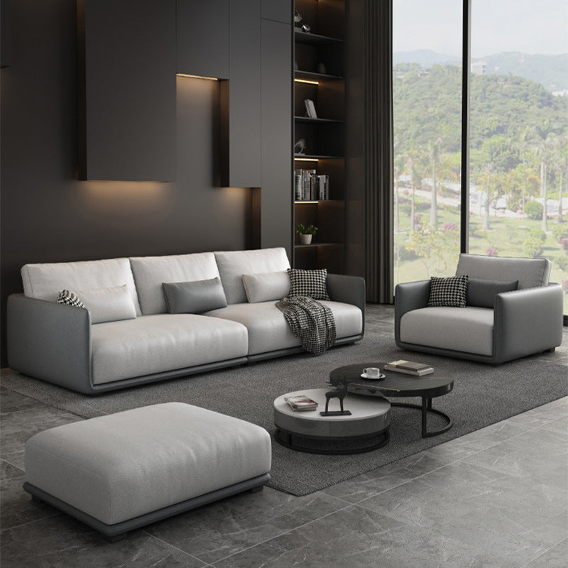 Wohnzimmer zeitgenössische hellgraue Standardtuxedo-Armsofa-Chaise
