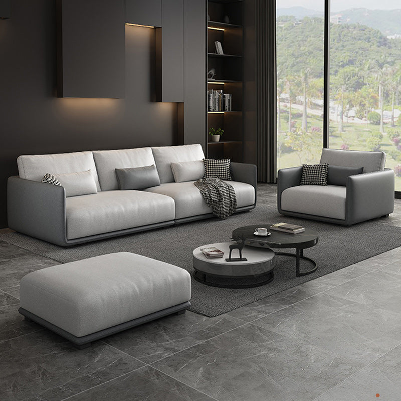 Wohnzimmer zeitgenössische hellgraue Standardtuxedo-Armsofa-Chaise