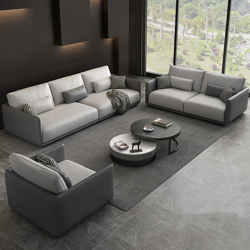 Wohnzimmer zeitgenössische hellgraue Standardtuxedo-Armsofa-Chaise