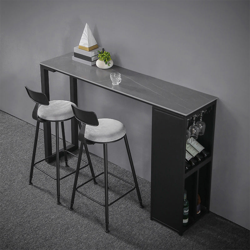 Table en marbre avec table rectangle supérieure à double piédestal noir table de piédestal - 41,3 "h