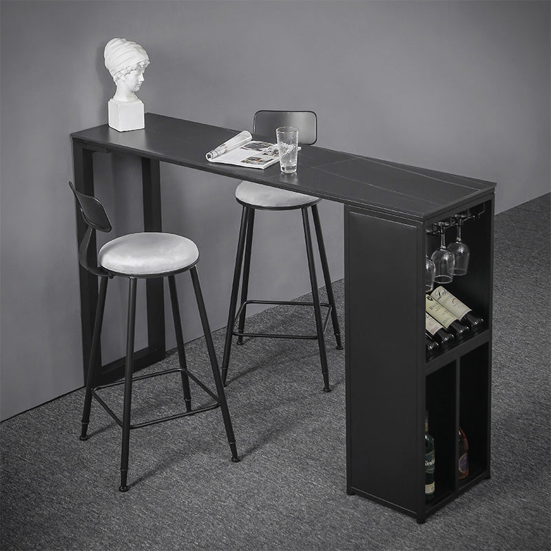 Table en marbre avec table rectangle supérieure à double piédestal noir table de piédestal - 41,3 "h