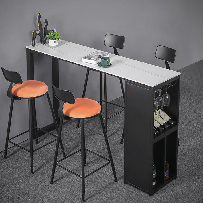 Table en marbre avec table rectangle supérieure à double piédestal noir table de piédestal - 41,3 "h