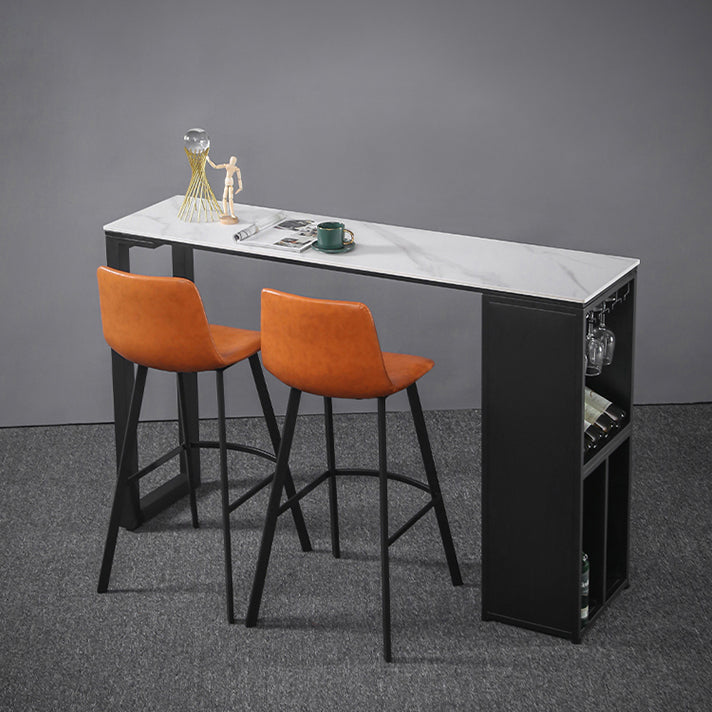 Table en marbre avec table rectangle supérieure à double piédestal noir table de piédestal - 41,3 "h