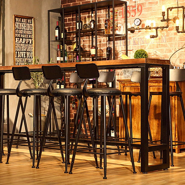Dark Brown Modern Style Bar Table Solid Wood and Iron Coffee Shop Bar Table