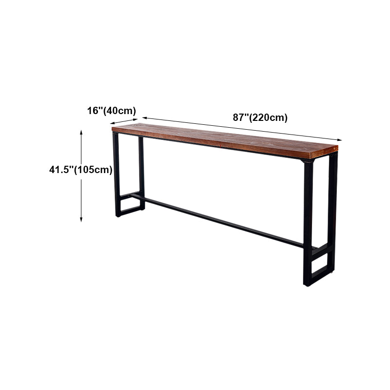 Dark Brown Modern Style Bar Table Solid Wood and Iron Coffee Shop Bar Table