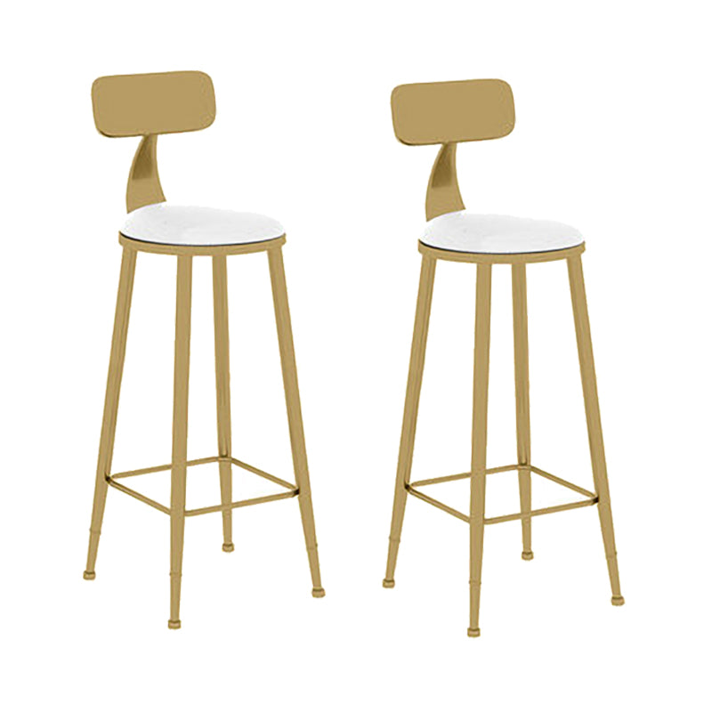 Scandinavian Round Low Back Counter Stools Upholstered Bar Stools with Cushion