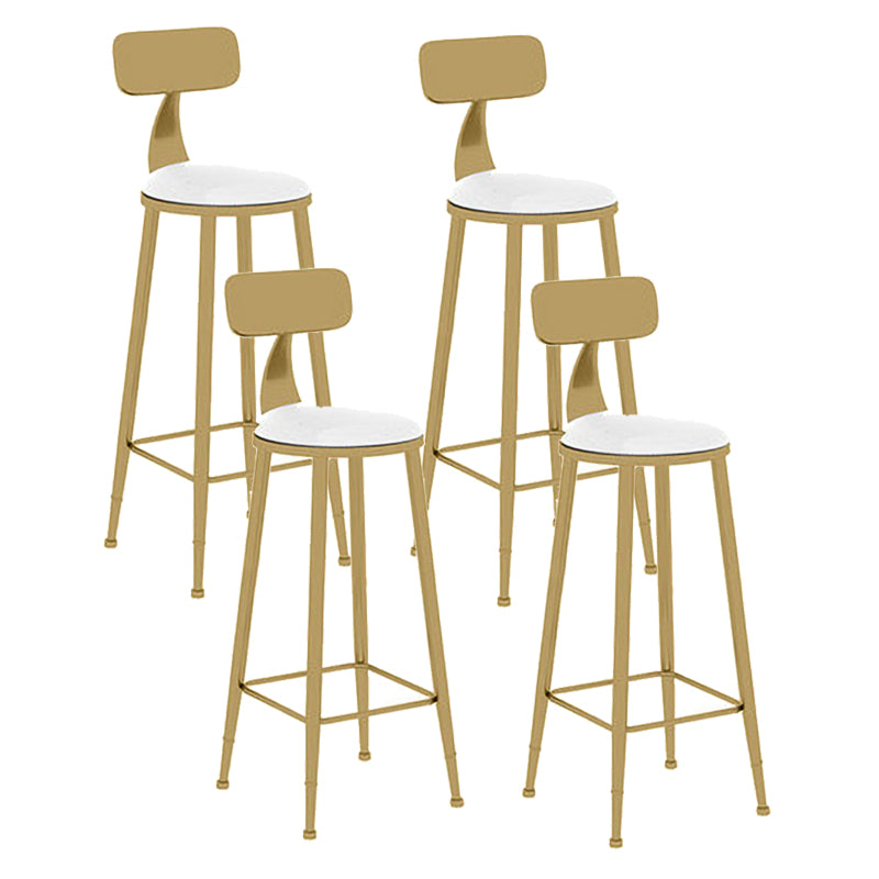 Scandinavian Round Low Back Counter Stools Upholstered Bar Stools with Cushion