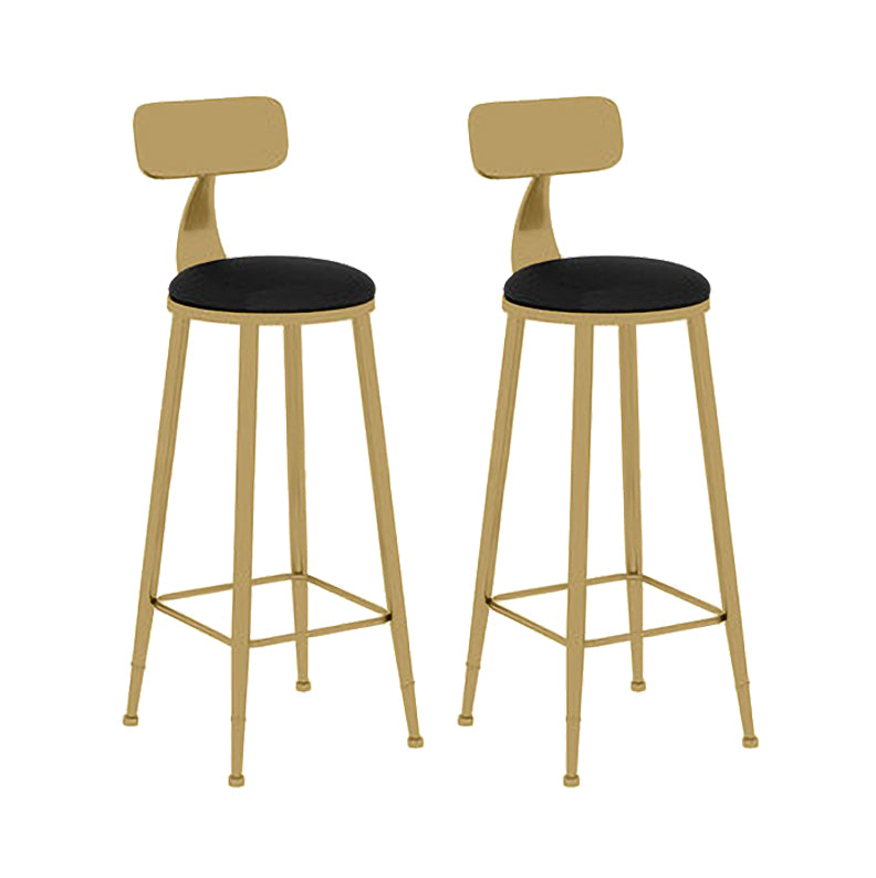 Scandinavian Round Low Back Counter Stools Upholstered Bar Stools with Cushion