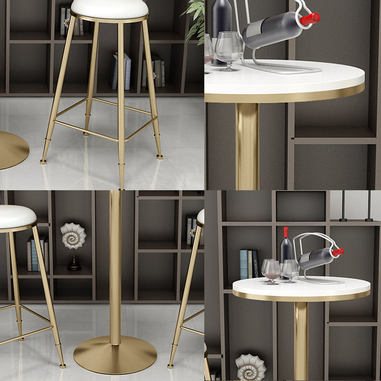 Scandinavian Round Low Back Counter Stools Upholstered Bar Stools with Cushion