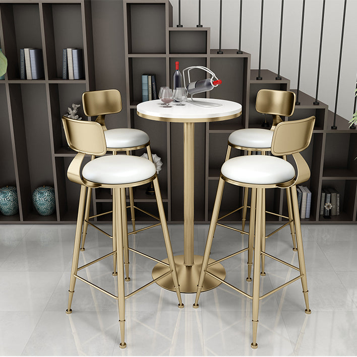 Scandinavian Round Low Back Counter Stools Upholstered Bar Stools with Cushion
