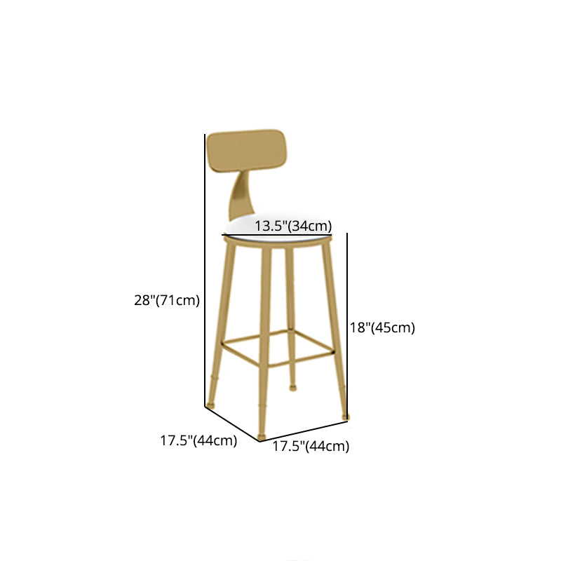 Scandinavian Round Low Back Counter Stools Upholstered Bar Stools with Cushion