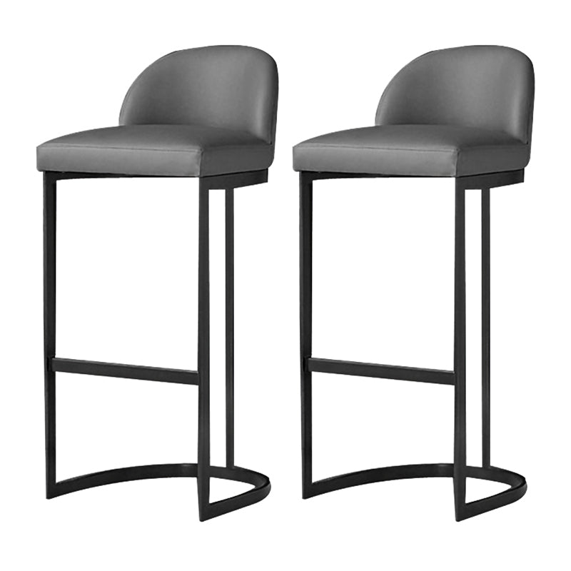 Luxury Leather Counter Stools for Kitchen Low Back Round Stools with Iron Legs