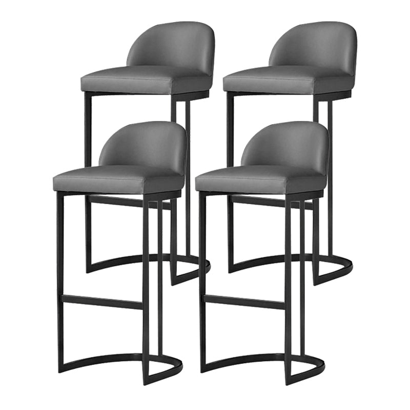 Luxury Leather Counter Stools for Kitchen Low Back Round Stools with Iron Legs