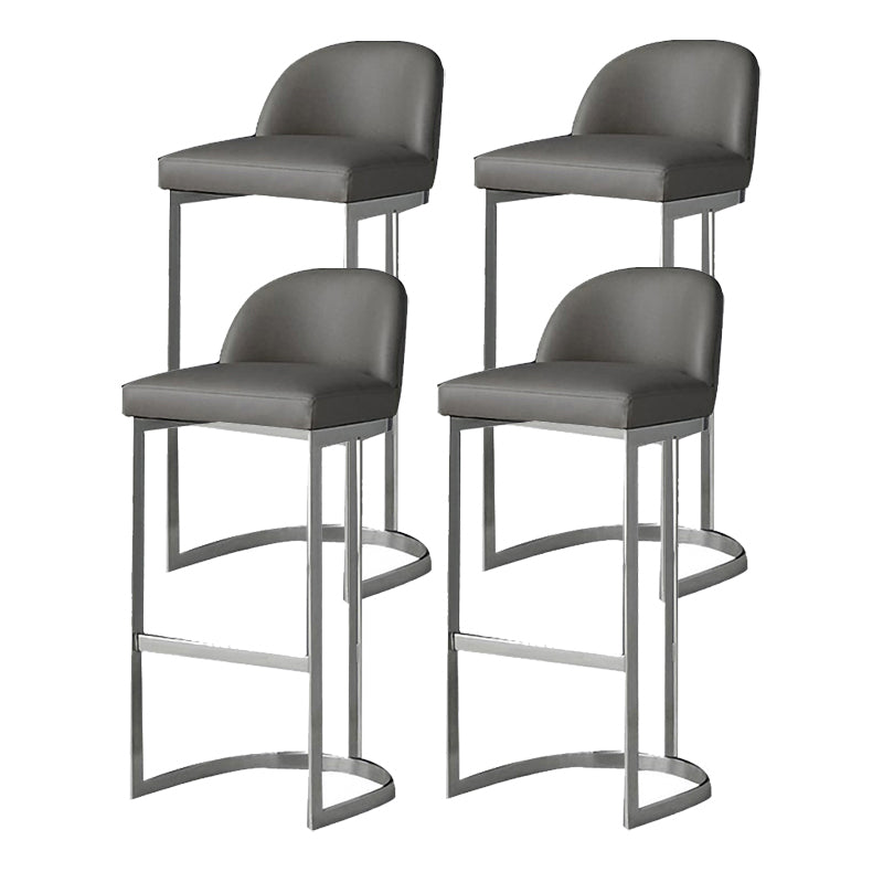 Luxury Leather Counter Stools for Kitchen Low Back Round Stools with Iron Legs