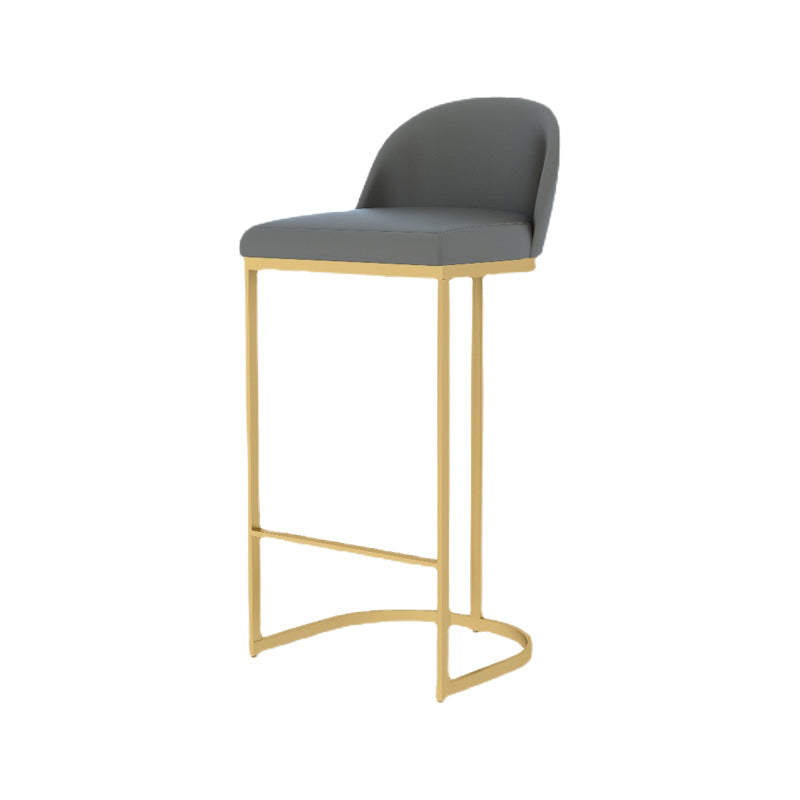 Luxury Leather Counter Stools for Kitchen Low Back Round Stools with Iron Legs