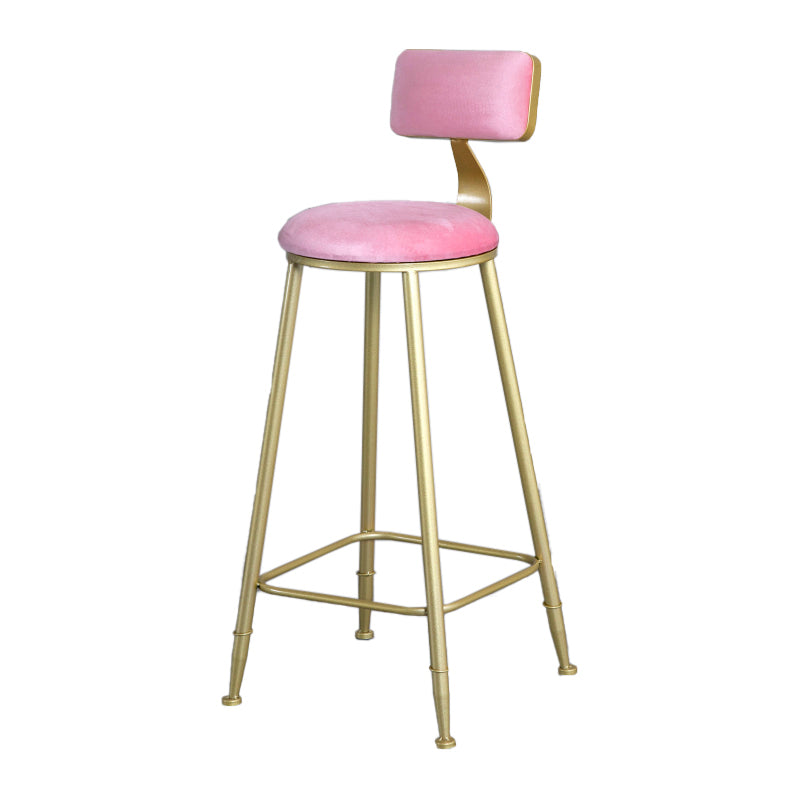 Nordic Style Upholstered Counter Height Stool Low Back Barstool with Metal Legs