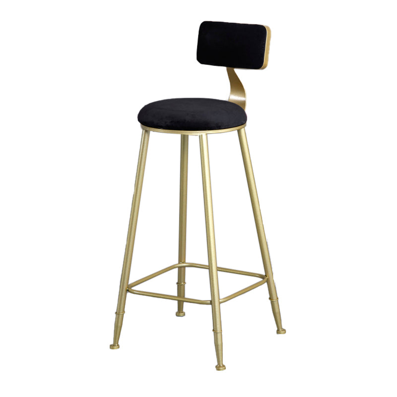 Nordic Style Upholstered Counter Height Stool Low Back Barstool with Metal Legs
