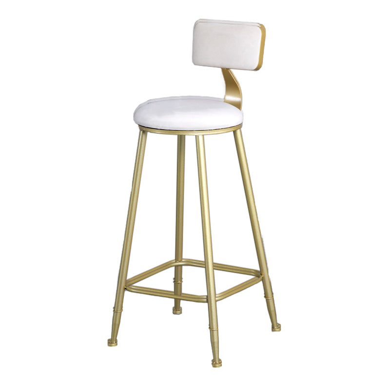 Nordic Style Upholstered Counter Height Stool Low Back Barstool with Metal Legs