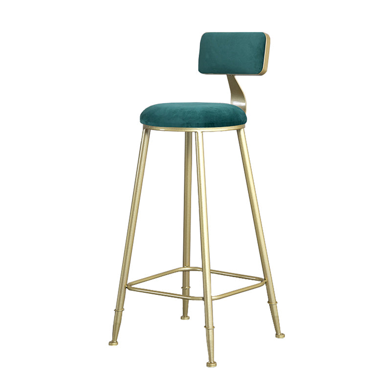 Nordic Style Upholstered Counter Height Stool Low Back Barstool with Metal Legs