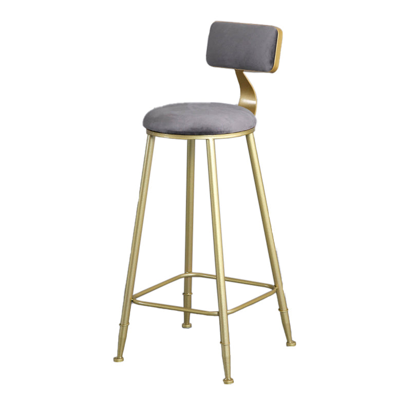 Nordic Style Upholstered Counter Height Stool Low Back Barstool with Metal Legs