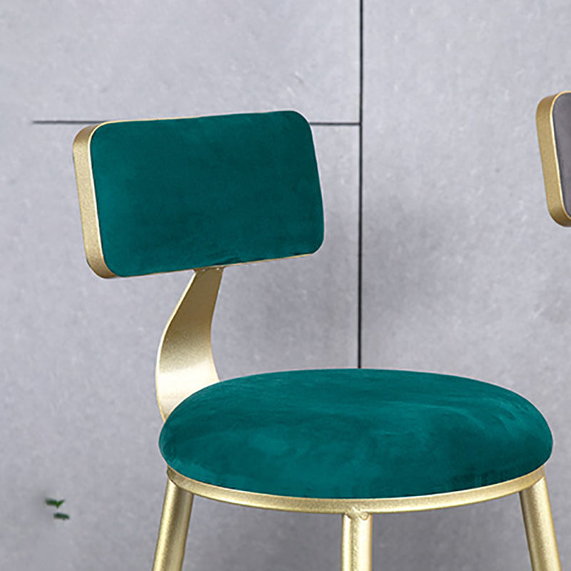 Nordic Style Upholstered Counter Height Stool Low Back Barstool with Metal Legs