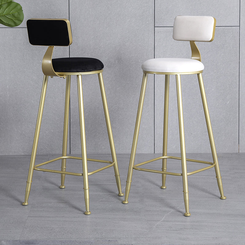 Nordic Style Upholstered Counter Height Stool Low Back Barstool with Metal Legs