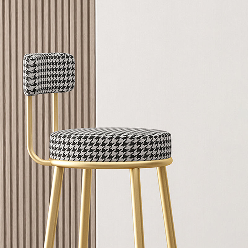 Scandinavian Design Upholstered Armless Stools for Home Low Back Barstools with Metal Legs