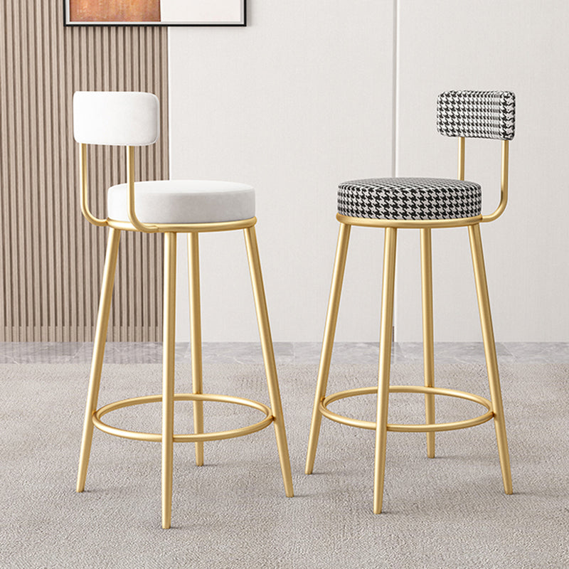 Scandinavian Design Upholstered Armless Stools for Home Low Back Barstools with Metal Legs