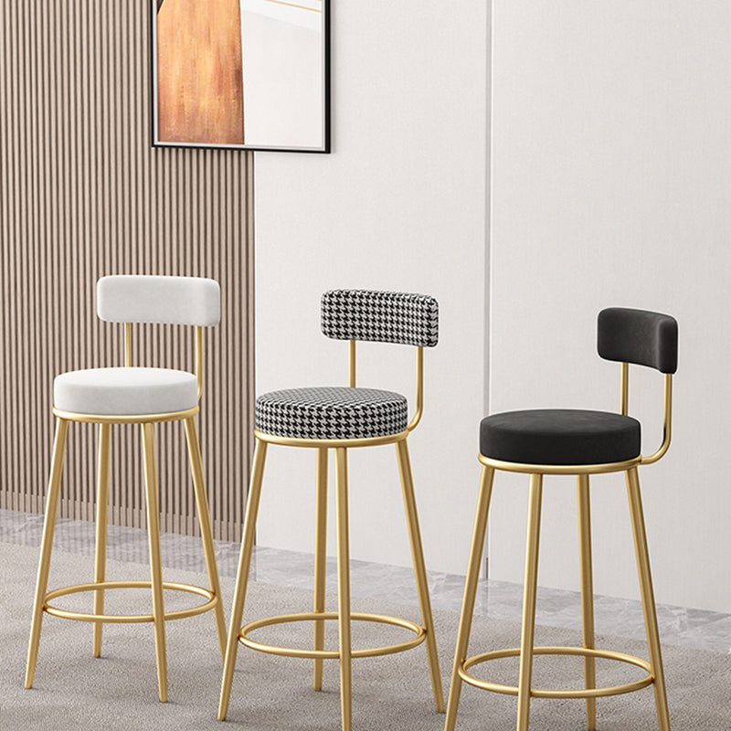 Scandinavian Design Upholstered Armless Stools for Home Low Back Barstools with Metal Legs