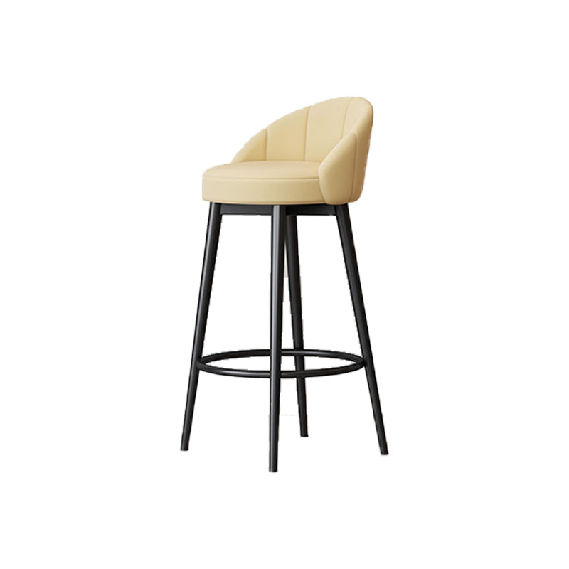 Scandinavian Upholstered Footrest Bar Stool Low Back Home Velvet Matte Finish Stool