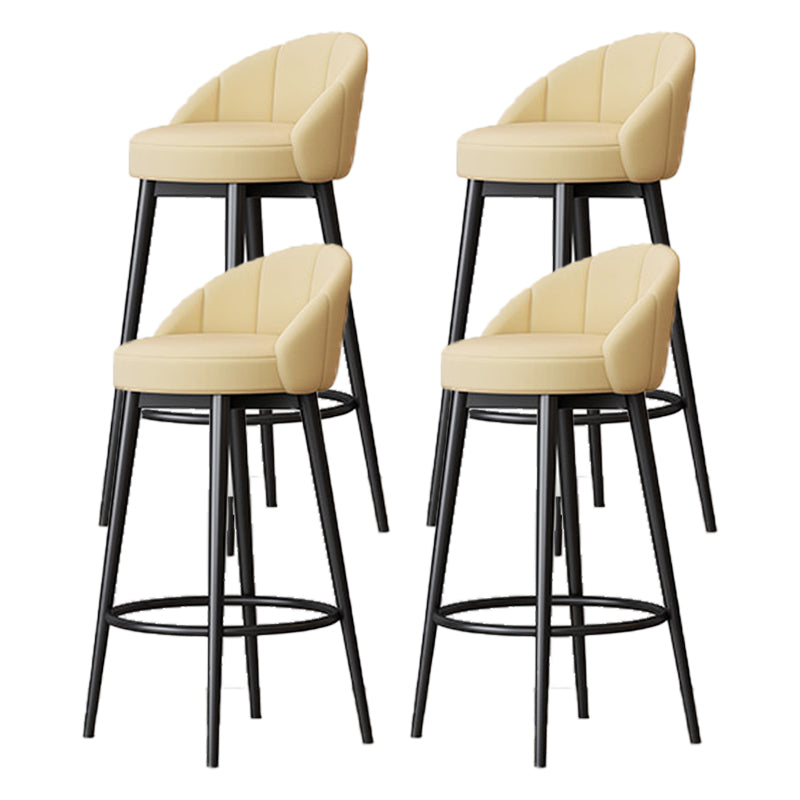 Scandinavian Upholstered Footrest Bar Stool Low Back Home Velvet Matte Finish Stool