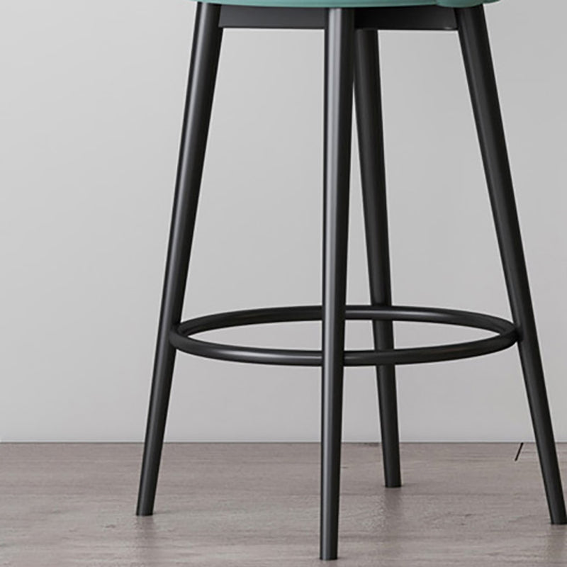 Scandinavian Upholstered Footrest Bar Stool Low Back Home Velvet Matte Finish Stool