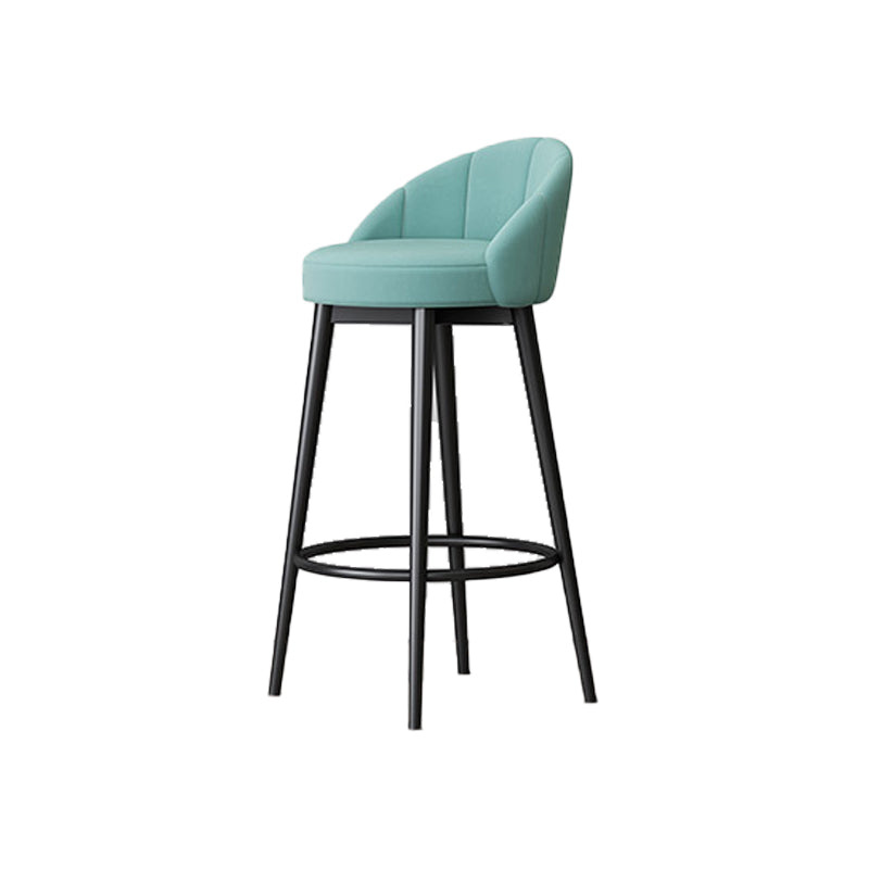 Scandinavian Upholstered Footrest Bar Stool Low Back Home Velvet Matte Finish Stool
