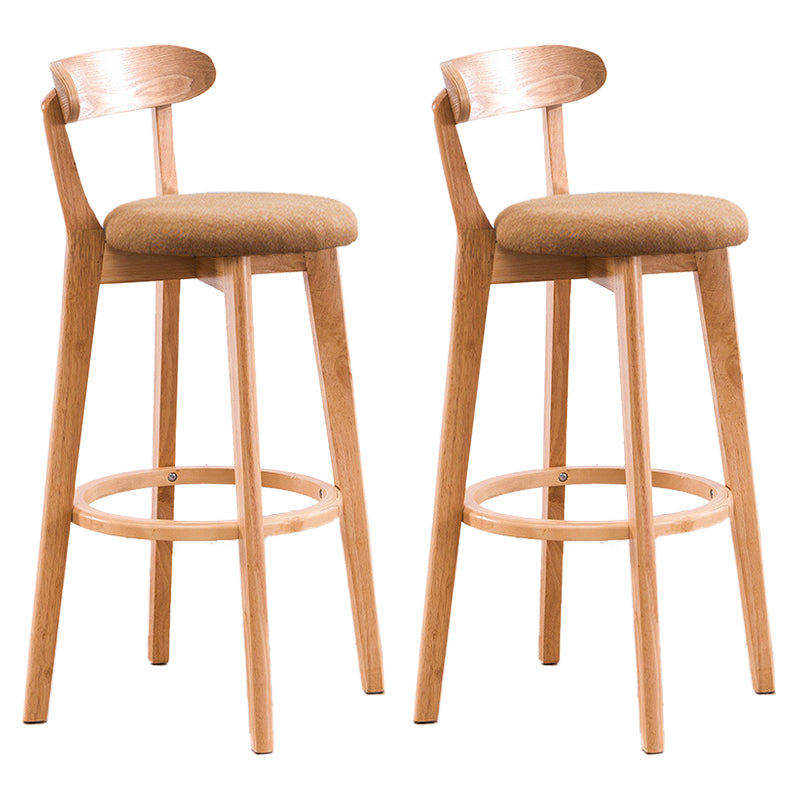 Scandinavian Upholstered Footrest Low Back Stool 27.55'' Beechwood Bar Stool