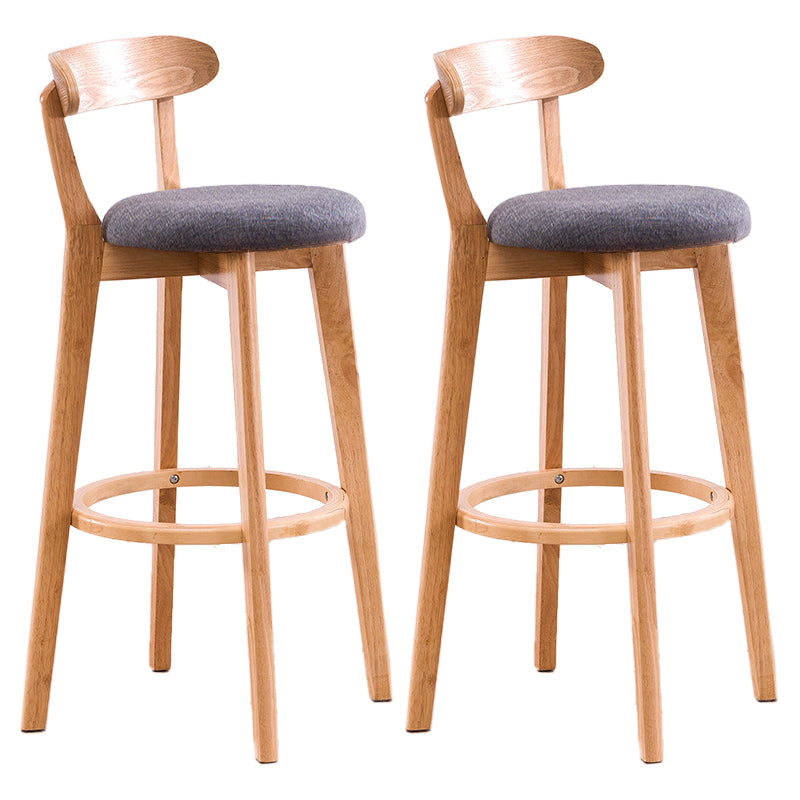 Scandinavian Upholstered Footrest Low Back Stool 27.55'' Beechwood Bar Stool