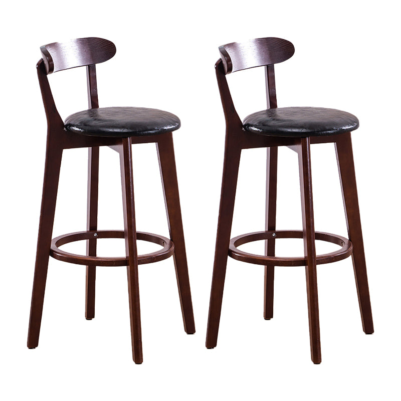 Scandinavian Upholstered Footrest Low Back Stool 27.55'' Beechwood Bar Stool