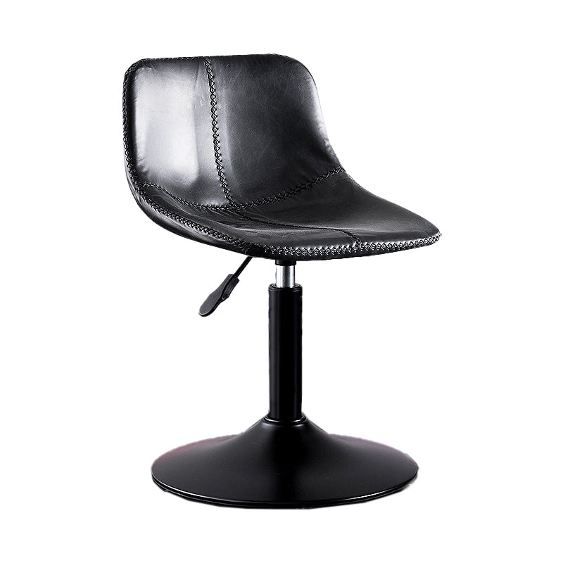 Adjustable Height Leather Footrest Bar Stool Matte Finish Home Low Back Stool