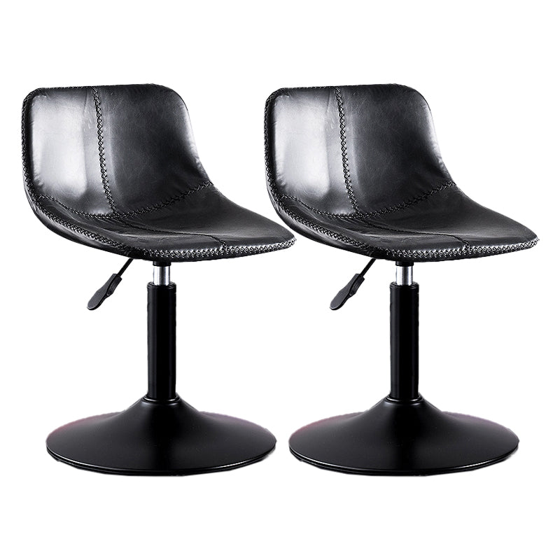 Adjustable Height Leather Footrest Bar Stool Matte Finish Home Low Back Stool