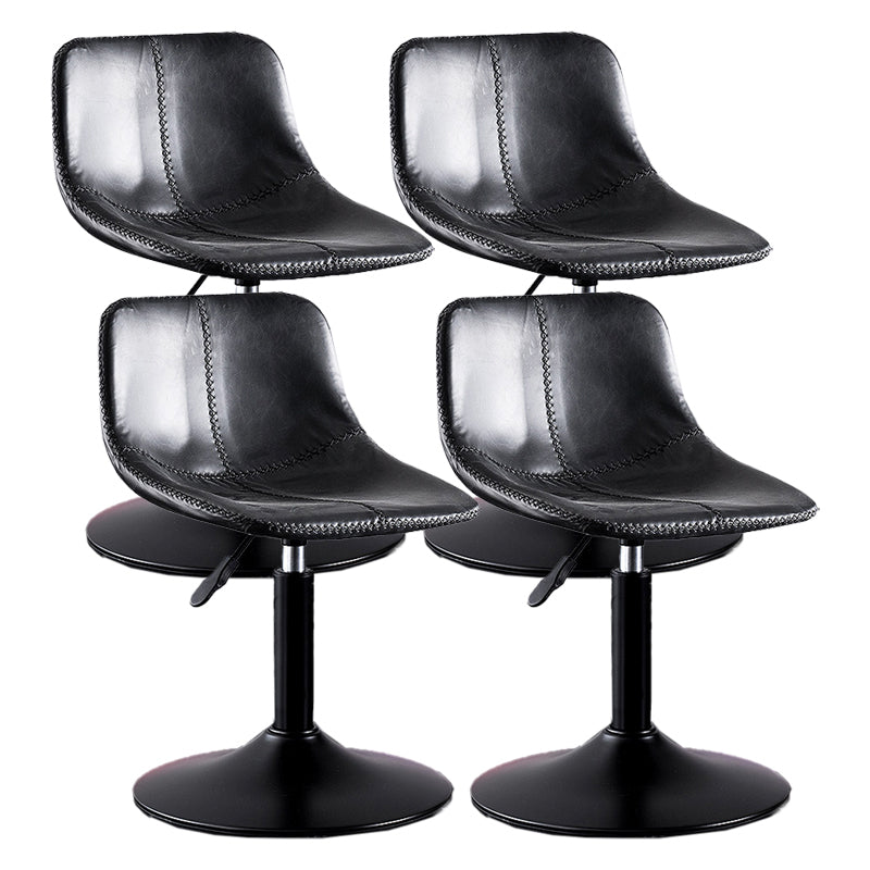 Adjustable Height Leather Footrest Bar Stool Matte Finish Home Low Back Stool