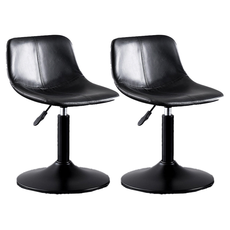 Adjustable Height Leather Footrest Bar Stool Matte Finish Home Low Back Stool