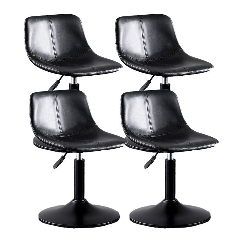 Adjustable Height Leather Footrest Bar Stool Matte Finish Home Low Back Stool