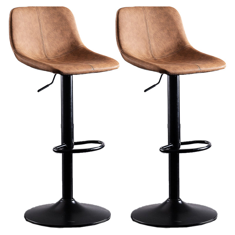 Adjustable Height Leather Footrest Bar Stool Matte Finish Home Low Back Stool