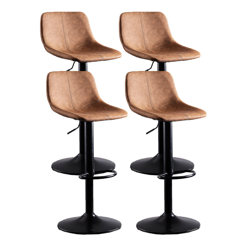 Adjustable Height Leather Footrest Bar Stool Matte Finish Home Low Back Stool