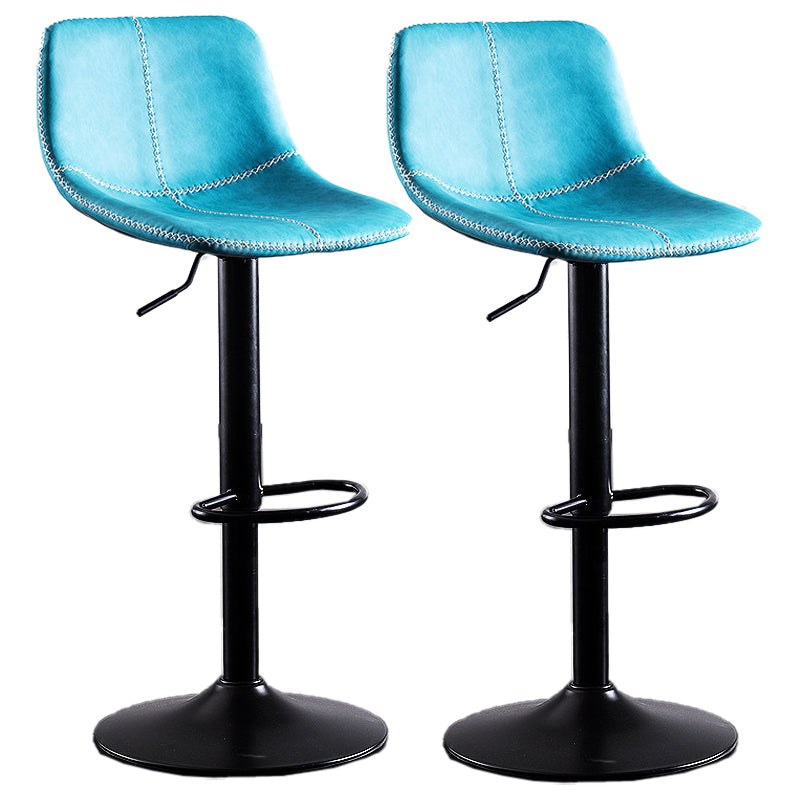 Adjustable Height Leather Footrest Bar Stool Matte Finish Home Low Back Stool
