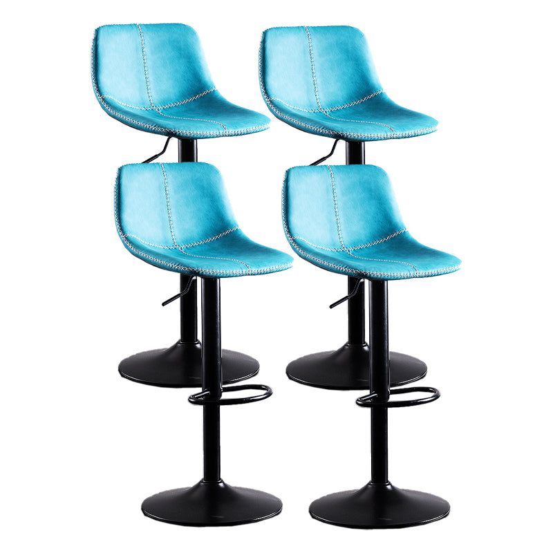 Adjustable Height Leather Footrest Bar Stool Matte Finish Home Low Back Stool