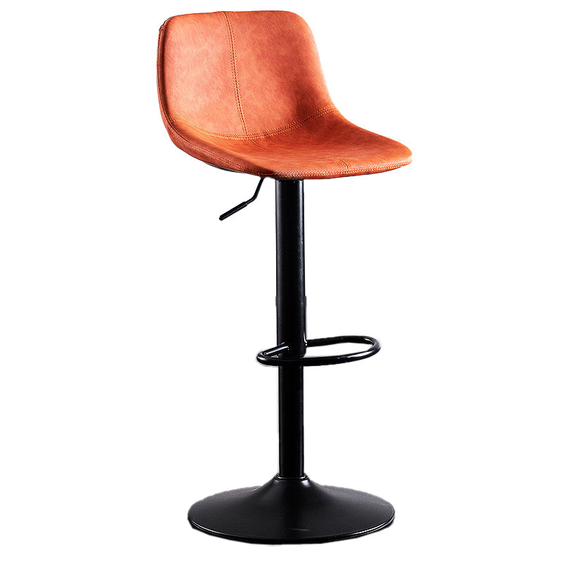 Adjustable Height Leather Footrest Bar Stool Matte Finish Home Low Back Stool