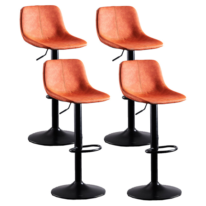 Adjustable Height Leather Footrest Bar Stool Matte Finish Home Low Back Stool